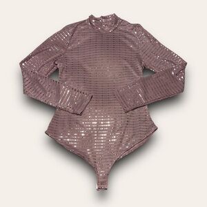 Purple Metallic Sparkley Snap Bodysuit Size Large Iris Going Out Disco